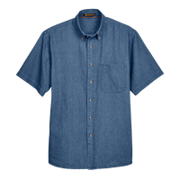 Harriton Men's Denim Shirt, Light Denim, Front view