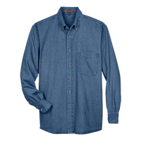 Harriton Men's Denim Shirt, Light Denim, Front view