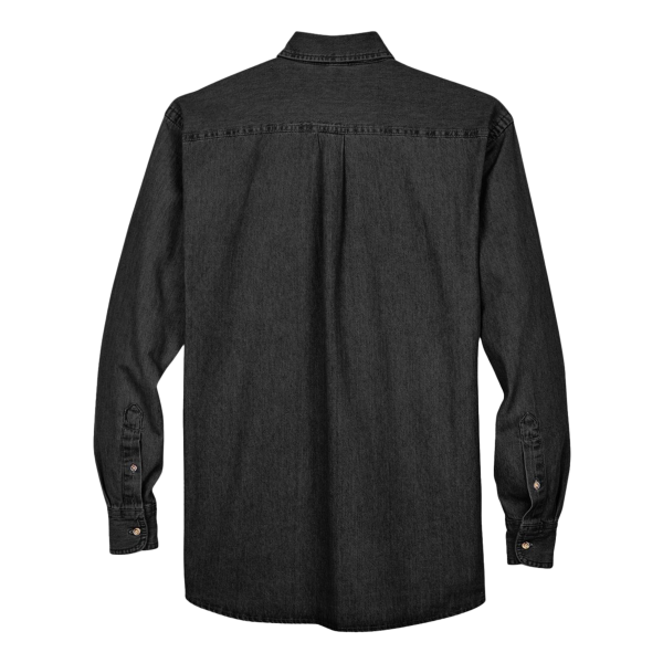 Harriton Men's Denim Shirt, Washed Black, Back view