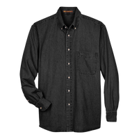 Harriton Men's Denim Shirt, Washed Black, Front view