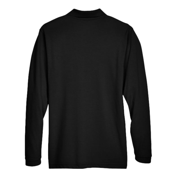 Harriton Men's Easy Blend™ Long Sleeve Polo, Black, Back view