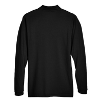 Harriton Men's Easy Blend™ Long Sleeve Polo, Black, Back view