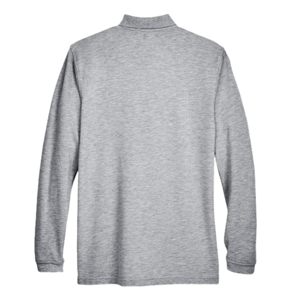 Harriton Men's Easy Blend™ Long Sleeve Polo, Grey Heather, Back view