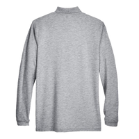 Harriton Men's Easy Blend™ Long Sleeve Polo, Grey Heather, Back view
