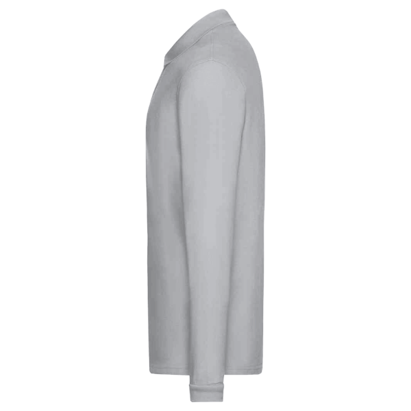 Harriton Men's Easy Blend™ Long Sleeve Polo, Grey Heather, Left Sleeve view