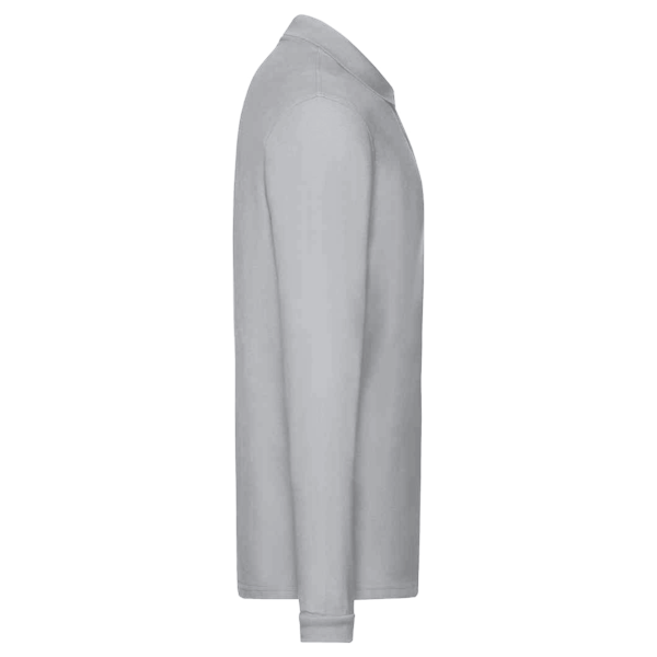 Harriton Men's Easy Blend™ Long Sleeve Polo, Grey Heather, Right Sleeve view