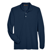 Harriton Men's Easy Blend™ Long Sleeve Polo, Navy, Front view