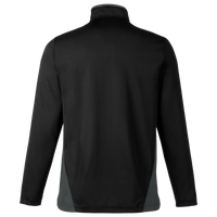 Harriton Men's Flash Snag Protection Plus IL Colorblock Quarter-Zip Pullover, Black / Dark Charcoal, Back view