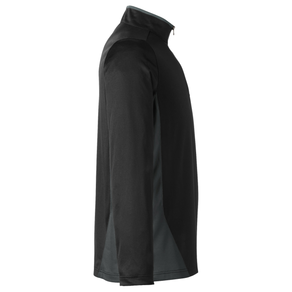 Harriton Men's Flash Snag Protection Plus IL Colorblock Quarter-Zip Pullover, Black / Dark Charcoal, Right Sleeve view