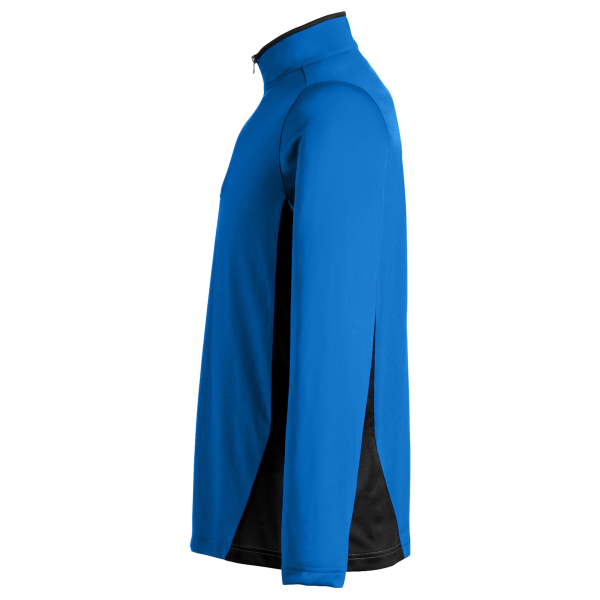 Harriton Men's Flash Snag Protection Plus IL Colorblock Quarter-Zip Pullover, True Royal / Black, Left Sleeve view