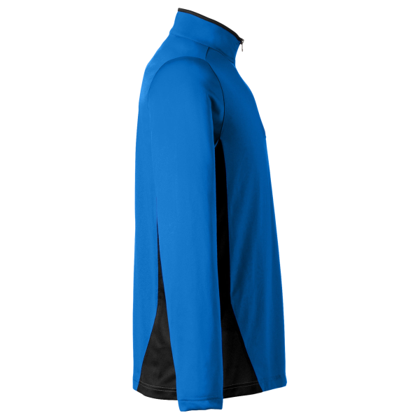 Harriton Men's Flash Snag Protection Plus IL Colorblock Quarter-Zip Pullover, True Royal / Black, Right Sleeve view