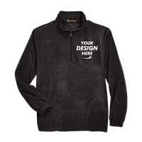 Harriton Men's Fleece Quarter-Zip Pullover, Black, Front view, Mockup