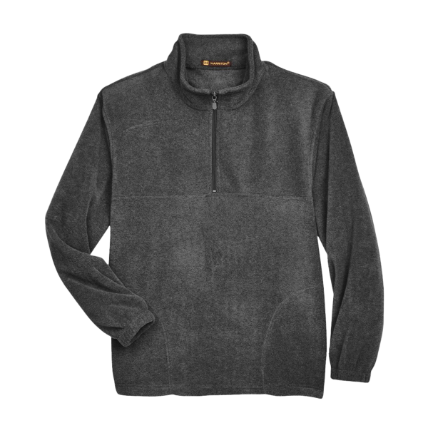 Harriton Men's Fleece Quarter-Zip Pullover, Charcoal, Front view