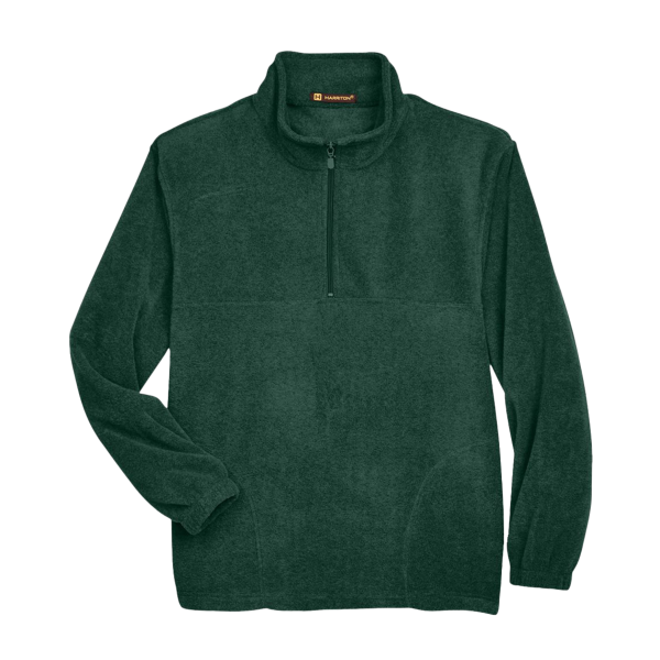 Harriton Men's Fleece Quarter-Zip Pullover, Hunter, Front view