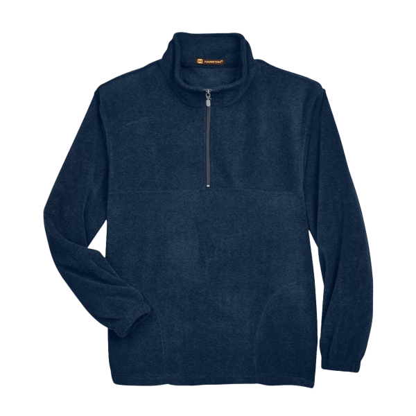 Harriton Men's Fleece Quarter-Zip Pullover, Navy, Front view