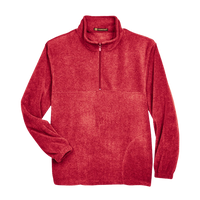 Harriton Men's Fleece Quarter-Zip Pullover, Red, Front view