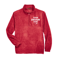 Harriton Men's Fleece Quarter-Zip Pullover, Red, Front view, Mockup