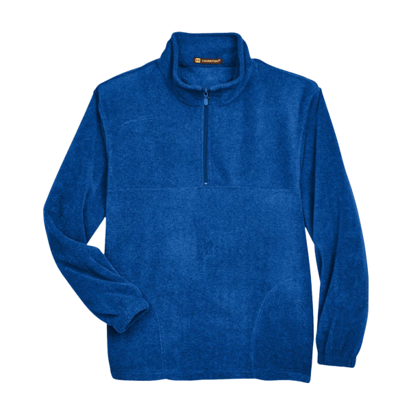 Harriton Men's Fleece Quarter-Zip Pullover, True Royal, Front view