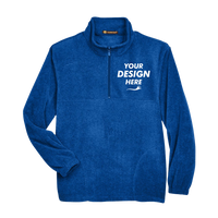 Harriton Men's Fleece Quarter-Zip Pullover, True Royal, Front view, Mockup