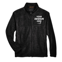 Harriton Men's Full-Zip Fleece, Black, Front view, Mockup
