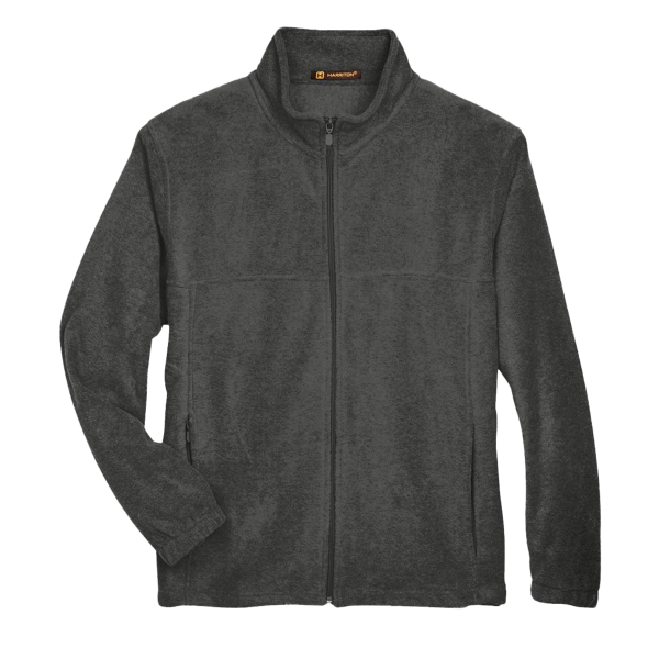Harriton Men's Full-Zip Fleece, Charcoal, Front view