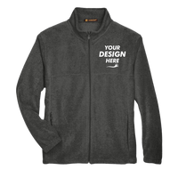 Harriton Men's Full-Zip Fleece, Charcoal, Front view, Mockup