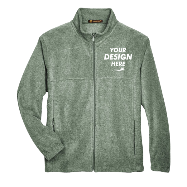 Harriton Men's Full-Zip Fleece, Dill, Front view, Mockup