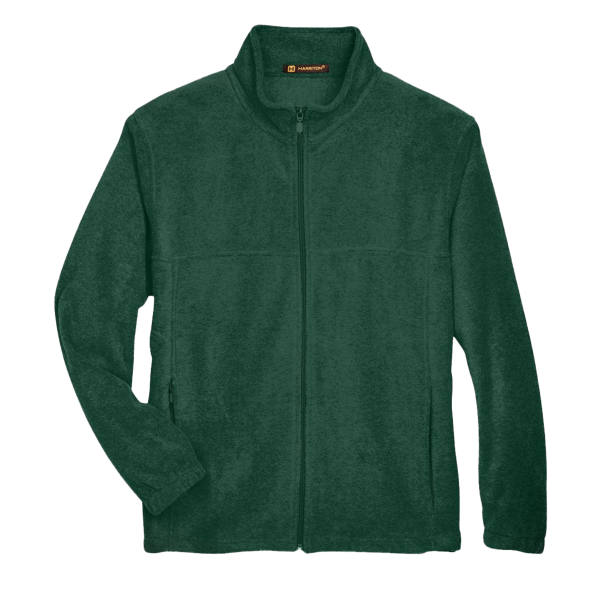 Harriton Men's Full-Zip Fleece, Hunter, Front view