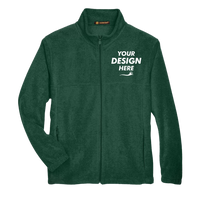 Harriton Men's Full-Zip Fleece, Hunter, Front view, Mockup