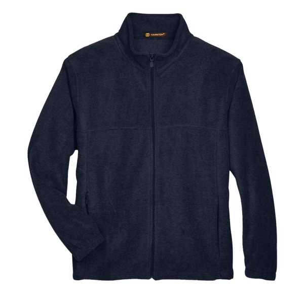Harriton Men's Full-Zip Fleece, Navy, Front view
