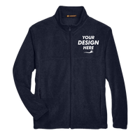 Harriton Men's Full-Zip Fleece, Navy, Front view, Mockup