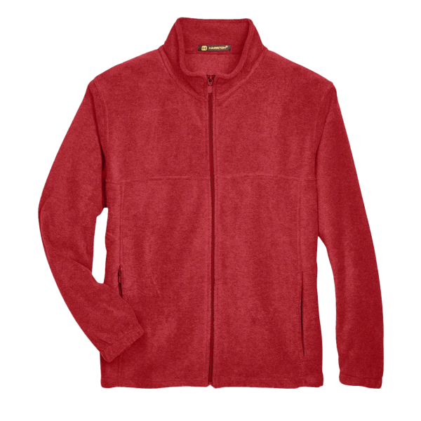 Harriton Men's Full-Zip Fleece, Red, Front view