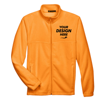Harriton Men's Full-Zip Fleece, Safety Orange, Front view, Mockup