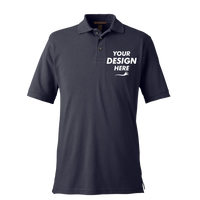 Harriton Men's Pique Polo, Navy, Front view, Mockup