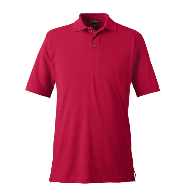 Harriton Men's Pique Polo, Red, Front view