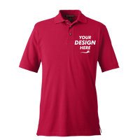 Harriton Men's Pique Polo, Red, Front view, Mockup