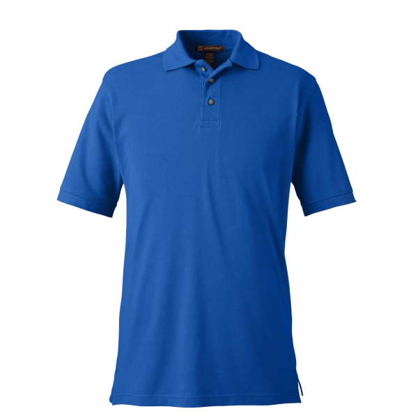 Harriton Men's Pique Polo, True Royal, Front view