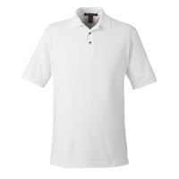 Harriton Men's Pique Polo, White, Front view