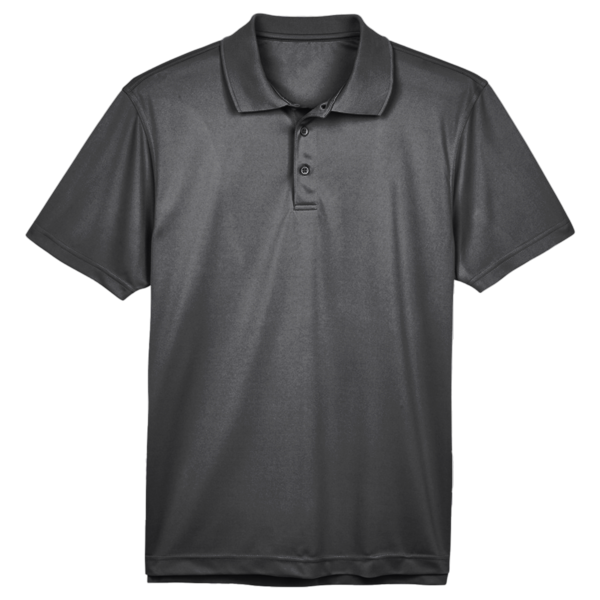 Harriton Men's Polyester Jersey Polo, Black, Front view