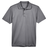 Harriton Men's Polyester Jersey Polo, Charcoal, Front view