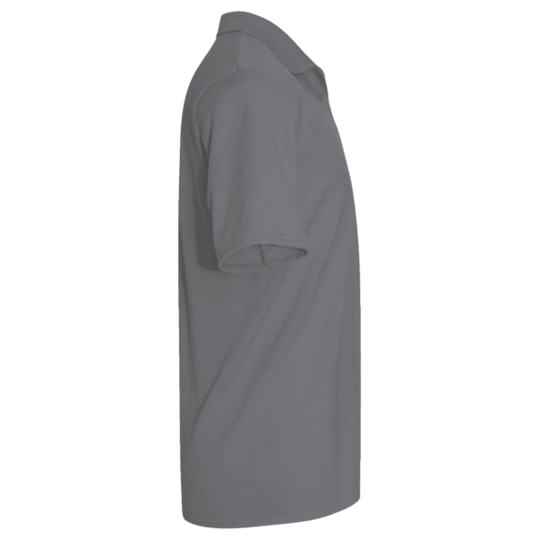 Harriton Men's Polyester Jersey Polo, Charcoal, Right Sleeve view