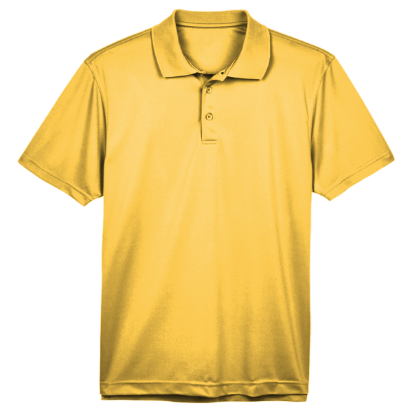 Harriton Men's Polyester Jersey Polo, Gold, Front view