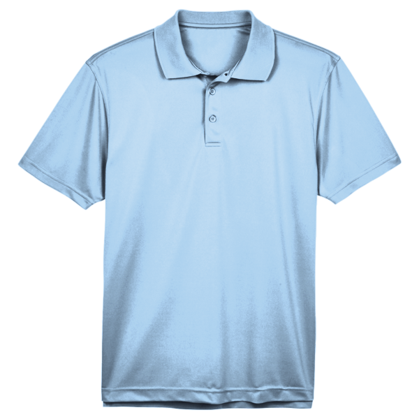 Harriton Men's Polyester Jersey Polo, Light Blue, Front view