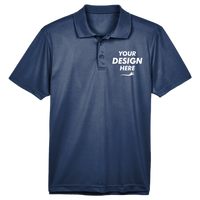 Harriton Men's Polyester Jersey Polo, Navy, Front view, Mockup