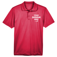 Harriton Men's Polyester Jersey Polo, Red, Front view, Mockup