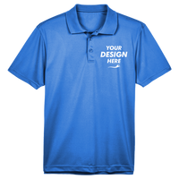 Harriton Men's Polyester Jersey Polo, True Royal, Front view, Mockup