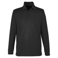 Harriton Men's Tall Advantage Long Sleeve Snag Protection Plus IL Polo, Black, Front view