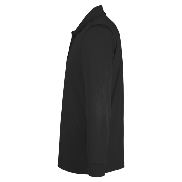 Harriton Men's Tall Advantage Long Sleeve Snag Protection Plus IL Polo, Black, Left Sleeve view