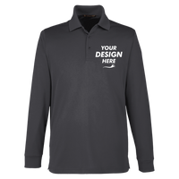 Harriton Men's Tall Advantage Long Sleeve Snag Protection Plus IL Polo, Dark Charcoal, Front view, Mockup