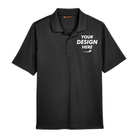 Harriton Men's Tall Advantage Snag Protection Plus IL Polo, Black, Front view, Mockup